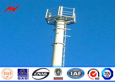 الصين Conical 90ft Galvanized Mono Pole Tower , Mobile Communication Tower Three Sections المزود