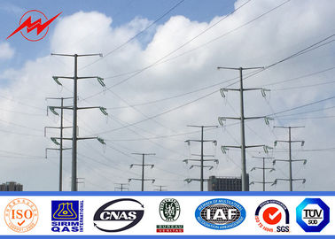 الصين 9 - 17m Hot Dip Galvanized Electrical Power Pole With Arms ISO 9001 Certificate المزود