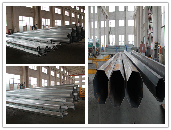14m 8KN Steel Electric Utility Pole For 115KV Distribution Line Project 0