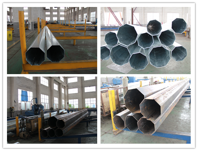 Double Circuit Electrical Power Steel Transmission Pole For Electricity Distribution 0