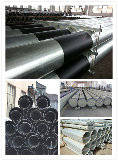 Multi Sided 8m 12 KN Steel Power Poles With Hot Dip Galvanization Powder Coating 2