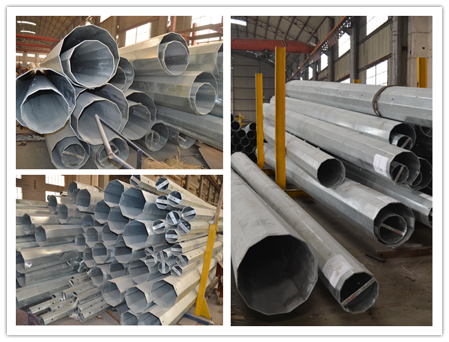 Octagonal Galvanized Steel Pole For Electrical Power Line Project 0
