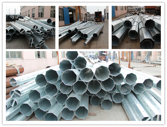 Utility Galvanised / Galvanized Steel Pole For Electrical Power Transmission Line 1
