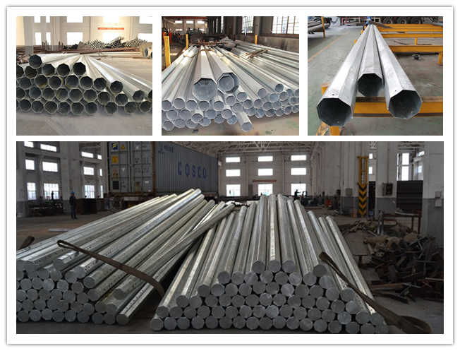 Electricity Utilities Galvanized Steel Pole For Transmission Line Project , 5-15m Height 2