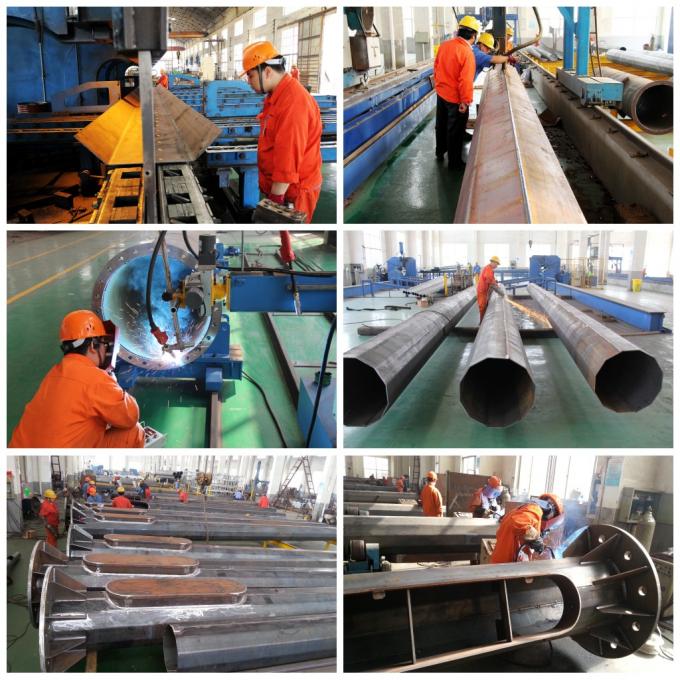 36KV ASTM A 123 Galvanized Electrical Steel Transmission Line Poles with Cross Arm 1