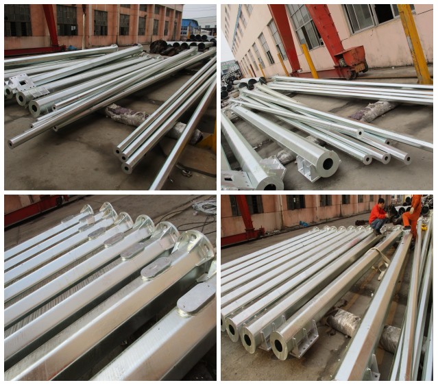 10m Galvanized Traffic Steel Light Poles With Durable / Single Arm , 600*600*20mm Baseplate 0