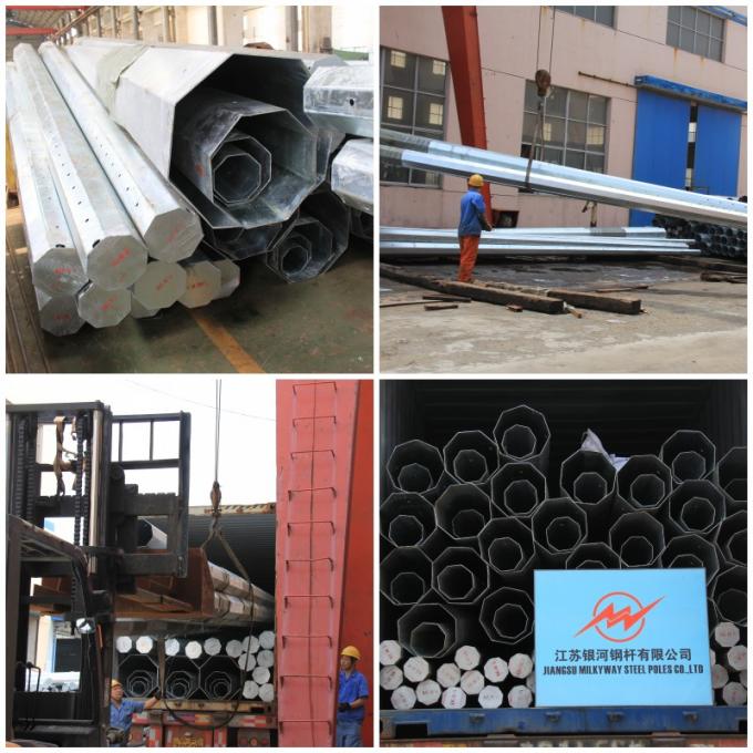 Octagonal Round Section Steel Utility Poles 14m 2.5KN With Galvanization ASTM A 123 1