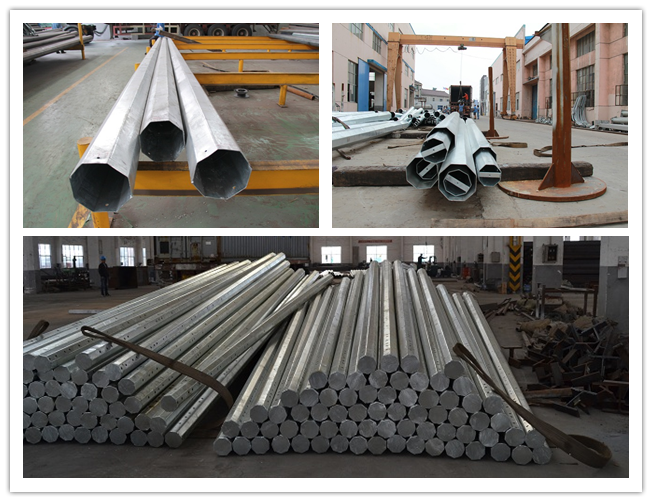 AWS D 1.1 Galvanized Electrical Power Pole For 240 kv Distribution Line Project 0