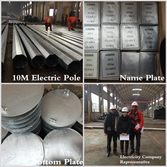 132KV 18m-36m  Bitumen Steel Utility Power Poles for Ghana High Voltage Power Distribution 0