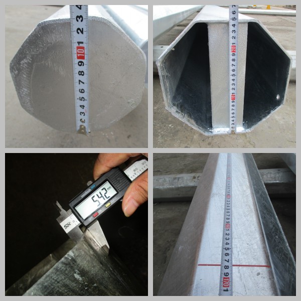 Round Tapered Galvanised Steel Power Transmission Poles / Electrical Power Pole 1