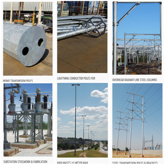 Round Tapered Galvanised Steel Power Transmission Poles / Electrical Power Pole 2