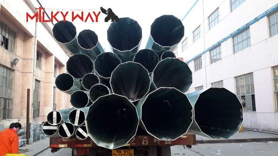 توزيع الطاقة قطب الفولاذ الكهربائي 35FT 40FT Hot Dip Galvanized Finish المزود
