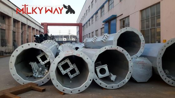 16 مترًا 18 مترًا ، عمود الطاقة الكهربائية المخروطية 5 ملم سمك ASTM A123 Golvanization معيار المزود