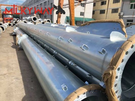 16 مترًا 18 مترًا ، عمود الطاقة الكهربائية المخروطية 5 ملم سمك ASTM A123 Golvanization معيار المزود