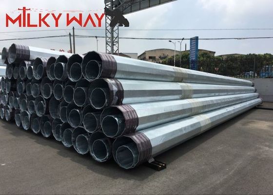 مشروع نقل خطوط التوزيع الكهربائية 12M 16KN قطب كهربائي أنبوبي من الفولاذ المزود