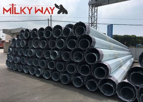 مشروع نقل خطوط التوزيع الكهربائية 12M 16KN قطب كهربائي أنبوبي من الفولاذ المزود