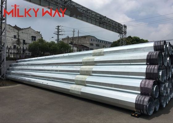 توزيع الطاقة قطب الفولاذ الكهربائي 35FT 40FT Hot Dip Galvanized Finish المزود
