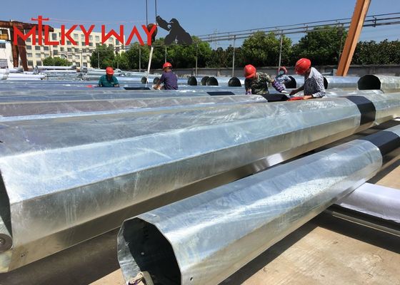 80FT 90FT 138KV قطب طاقة الفولاذ المغلف للتوزيع الكهربائي المزود