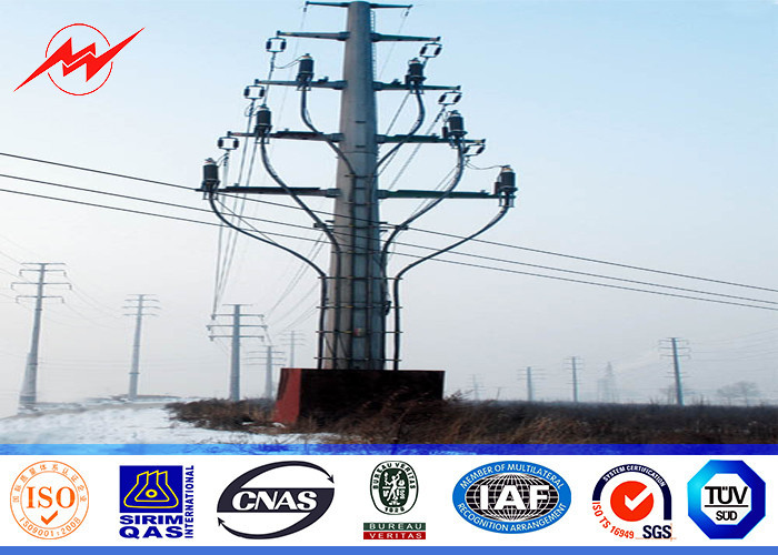 14m Octagonal Steel Power Distribution Poles Galvanized Bitumen AWS D1 ...