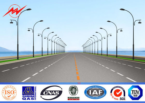 12 م 3.5mm مزدوج الذراع ضوء الشارع البولنديين ، القطب أنبوبي الصلب 15 سنوات Warrenty