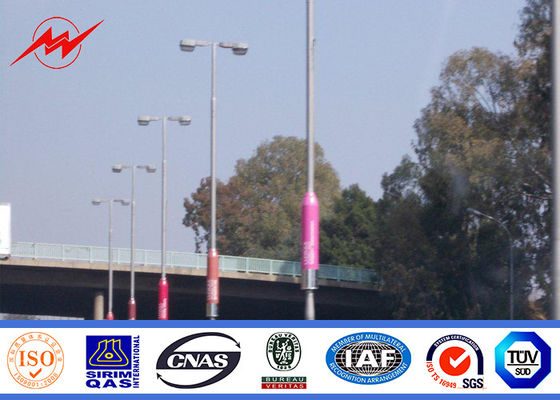 7mm 3mm wall thickness dual outreach Galvanized Steel Pole for highway light design