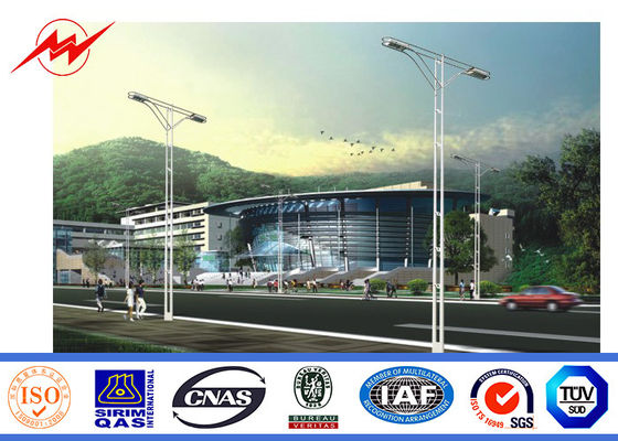 Solar 2.75mm 12m Dual Outreach Galvanized Steel Pole for Road Lighting