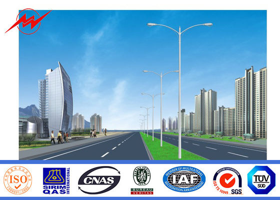 Solar 2.75mm 12m Dual Outreach Galvanized Steel Pole for Road Lighting