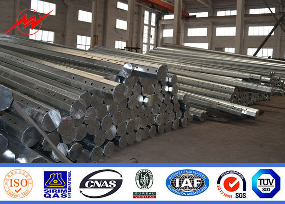 HDG 32M 20 KN Electric Steel Power Poles 5mm 3 Sections with Cross Arms