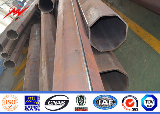 HDG 32M 20 KN Electric Steel Power Poles 5mm 3 Sections with Cross Arms