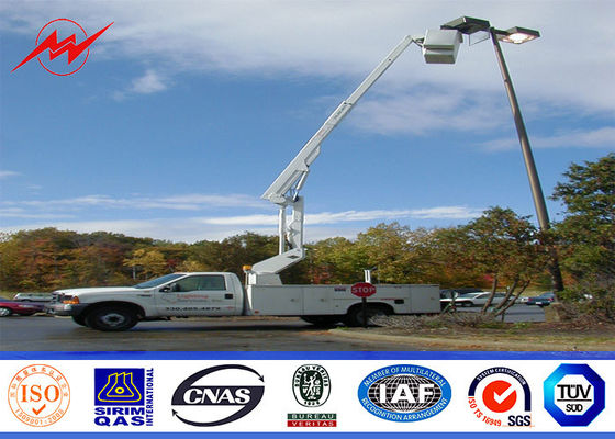 2500mm Double Bracket Galvanized Steel Pole For Stadium Lighting 4mm Wall Thickness