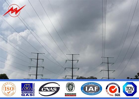 High Voltage 220 KV Double Circuit Electrical Galvanized Steel Pole For Transmission