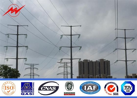 138 KV Transmission Line Electrical Power Pole , Steel Transmission Poles