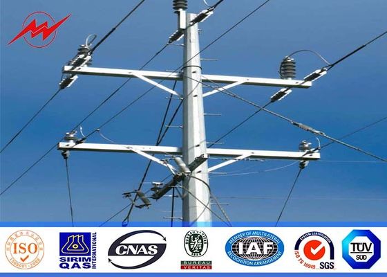 Octagonal 35FT 110kv Steel utility Pole with steel climbing rung for transmission line