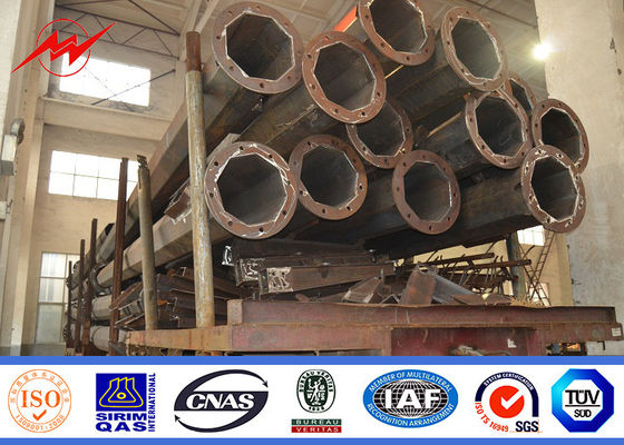 Galvanized Round Tapered 6m Outdoor Light Poles Painting with Single Cross Arm