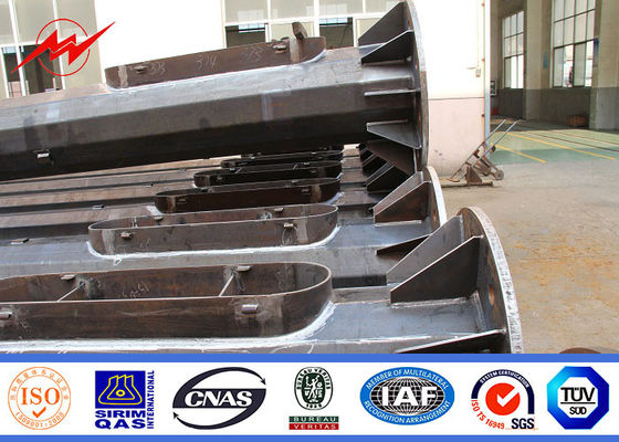 15m Powder Coated High Mast Outdoor Lamp Pole For Park Lighting Fixed Ladder