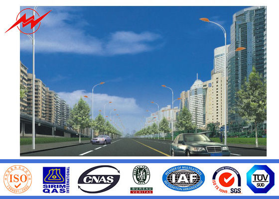 HDG Round Decorative Street Light Poles , Double Cross Arm Commercial Light Poles