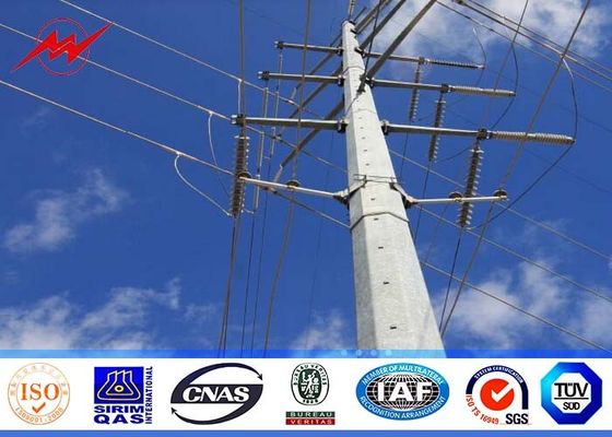 Polygonal Shape 200Dan Load 11M Height Galvanized Steel Pole With AWS D1.1 Welding Standard