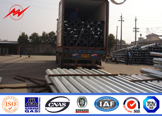 Outdoor 4mm Polygonal 12m Steel Transmission Poles Galvanization
