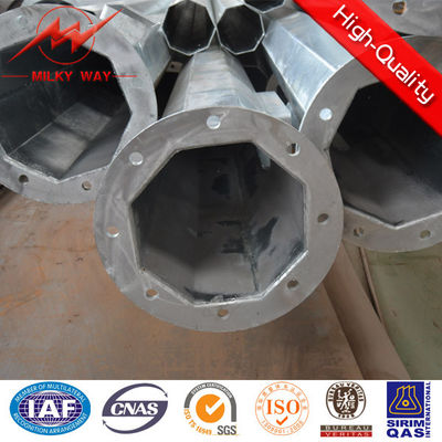 Galvanized 14mm 3KN Steel Power Pole 8mm Thickness For Distribution Power Line