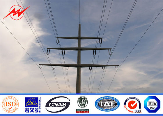 Tapered Two Section Steel Electrical Utility Poles ASTM A123 Galvanization Standard