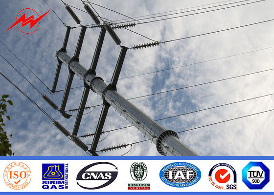 14M 12 Sides Galvanized Steel Pole 500 KV High Voltage Transmission Line