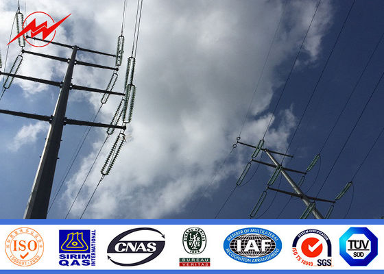 12m Galvanized Steel Utility Power Poles Large Load For Power Distribution Equipment