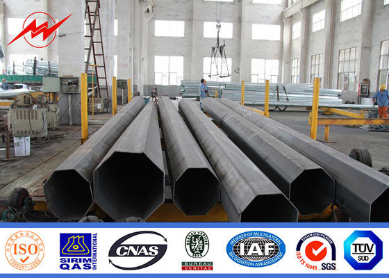 ISO 9001 69 kv Electrical Transmission Line Pole ASTM A572 Steel Tubular
