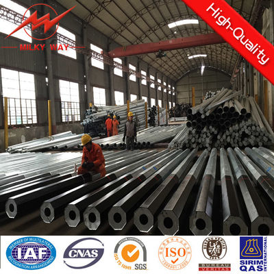 Medium Voltage Line 4mm Thickness Galvanized Steel Pole With Earth Rod Accessories