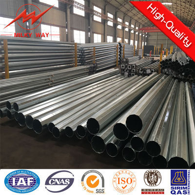 Medium Voltage Line 4mm Thickness Galvanized Steel Pole With Earth Rod Accessories