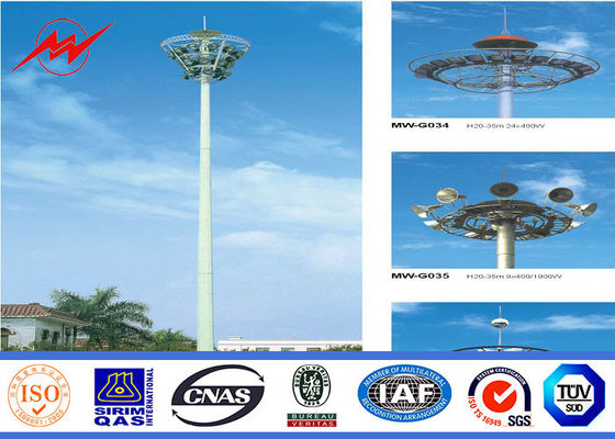 Galvanized Octagonal High Mast Light Pole Single Double / Triple Arm For Stadium