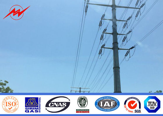Round Tapered Galvanised Steel Power Transmission Poles / Electrical Power Pole