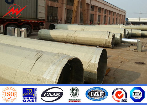 10m Power Transmission pole with Bitumen / hot dip galvanized & painting