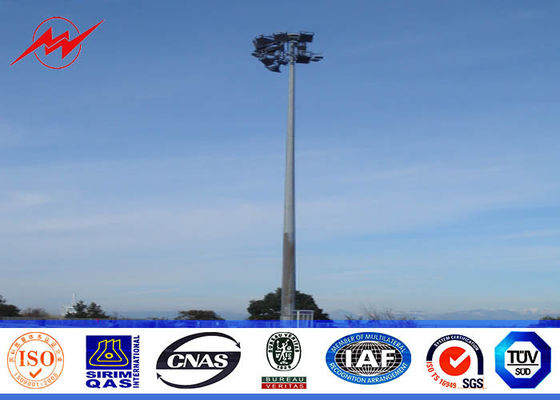 4 Sections 10mm 40M HDG High Mast Light Pole with 55 Lamps Wind Speed 30m/s