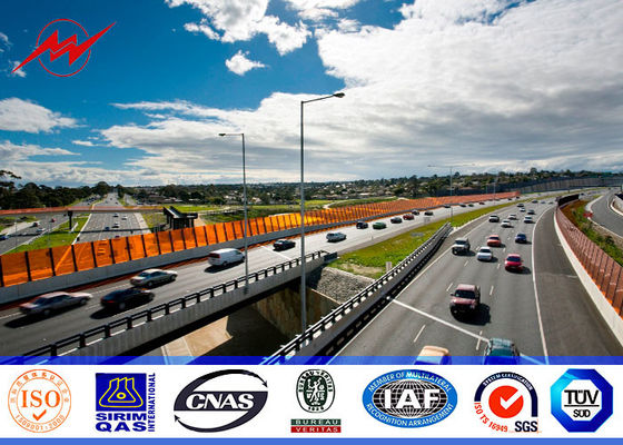 تراجع الساخنة المغلفنة في الهواء الطلق إضاءة الشوارع أقطاب 5M إلى 8M مع الذراع المنحني المزدوج